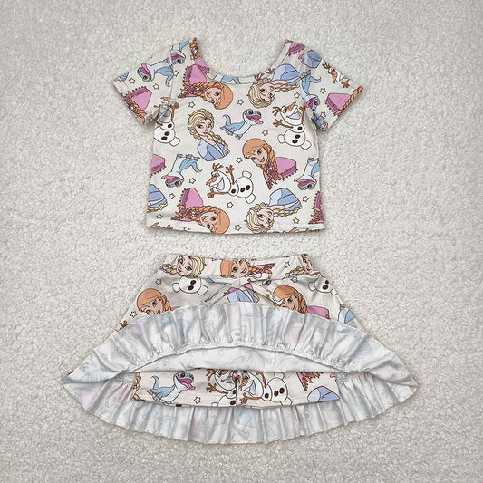 Baby Girls Cartoon Princess Top Skirts Sets