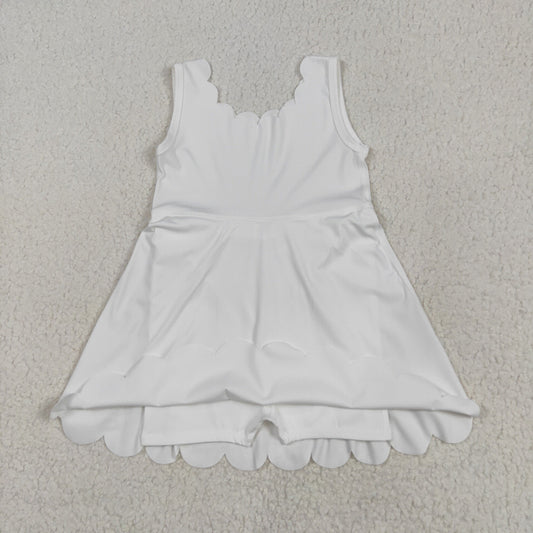 Baby Girls White Sleeveless Yoga Knee Length Dresses