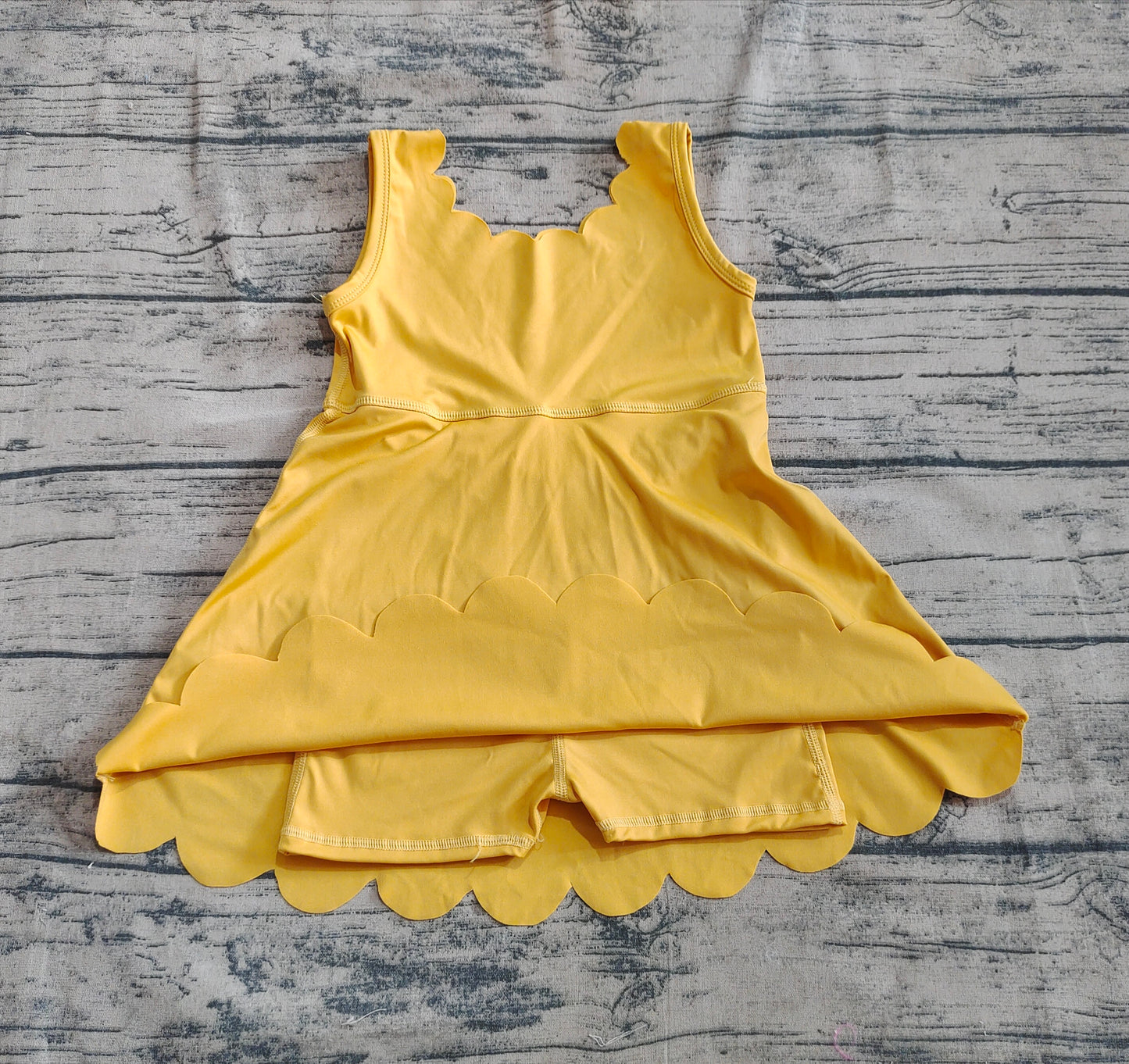 Baby Girls Mustard Sleeveless Yoga Knee Length Dresses