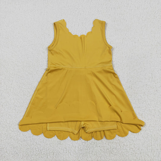 Baby Girls Mustard Sleeveless Yoga Knee Length Dresses