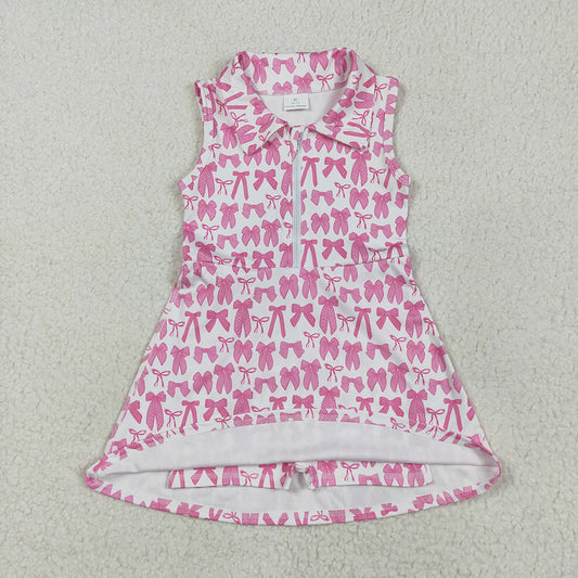 Baby Girls Sleeveless Pink Bows Zipper Yoga Active Knee Length Dresses