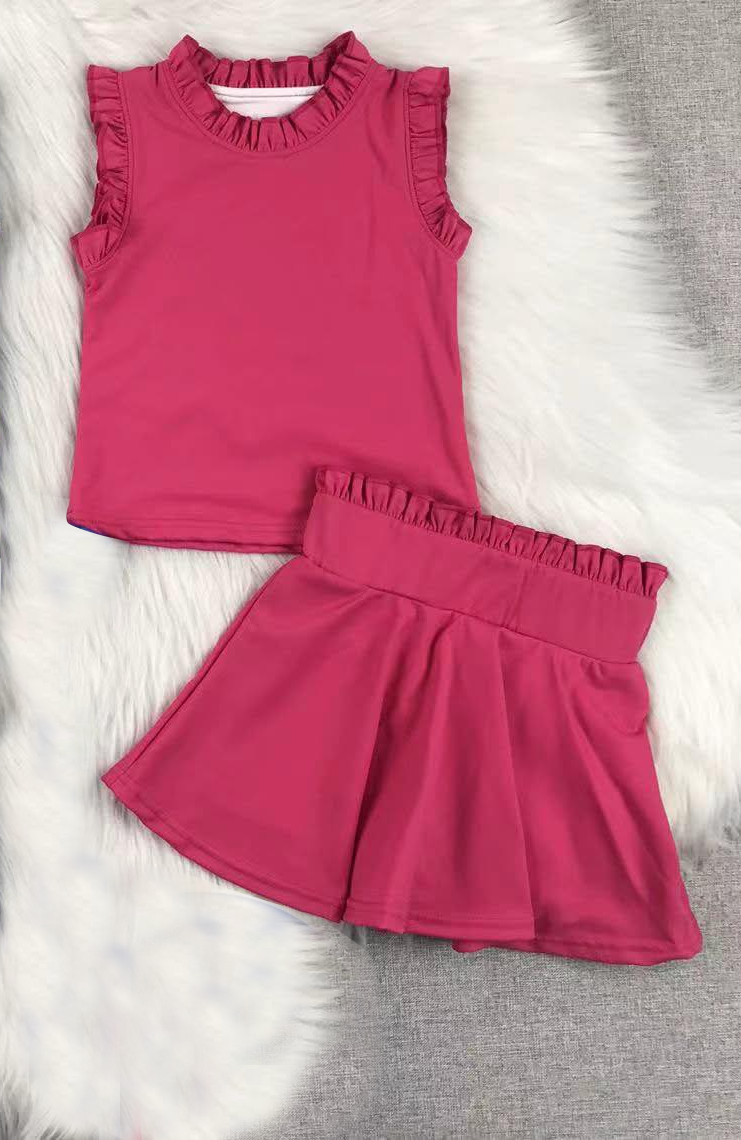 Baby Girls Hot Pink Sleeveless Top Skort Yoga Set Preorder