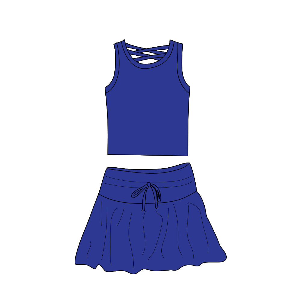 Baby Girls Sleeveless Hot Blue Top Skort Yoga Set Preorder
