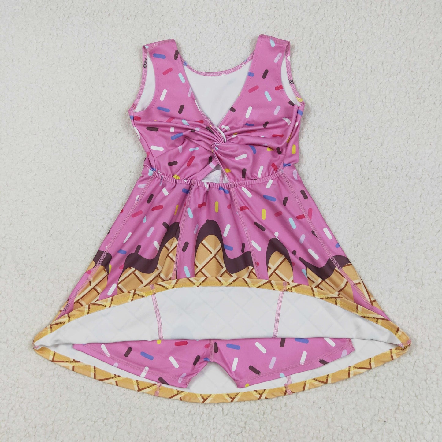 USA Shop Baby Girls Pink Sprinkles Drip Team Yoga Active Short Knee Length Dresses