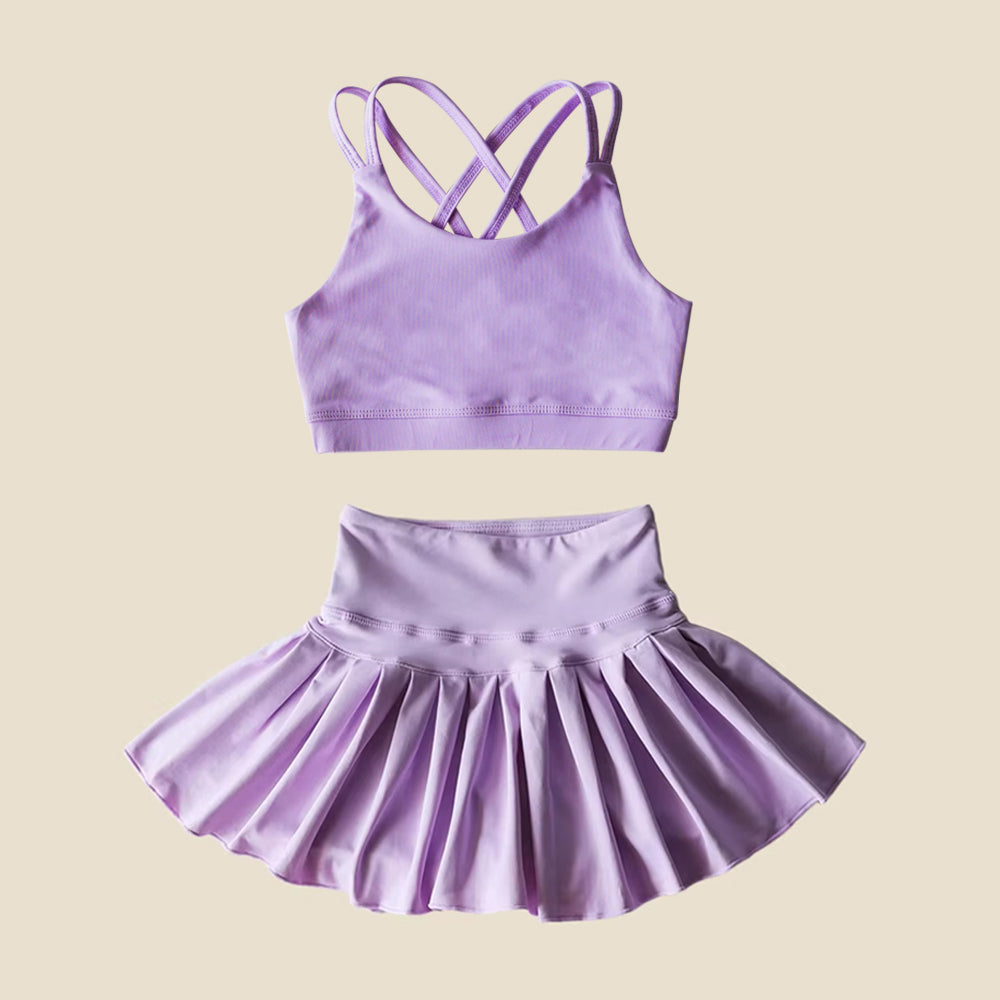Baby Girls Lavender Strap Vest Top Skort Yoga Set Preorder