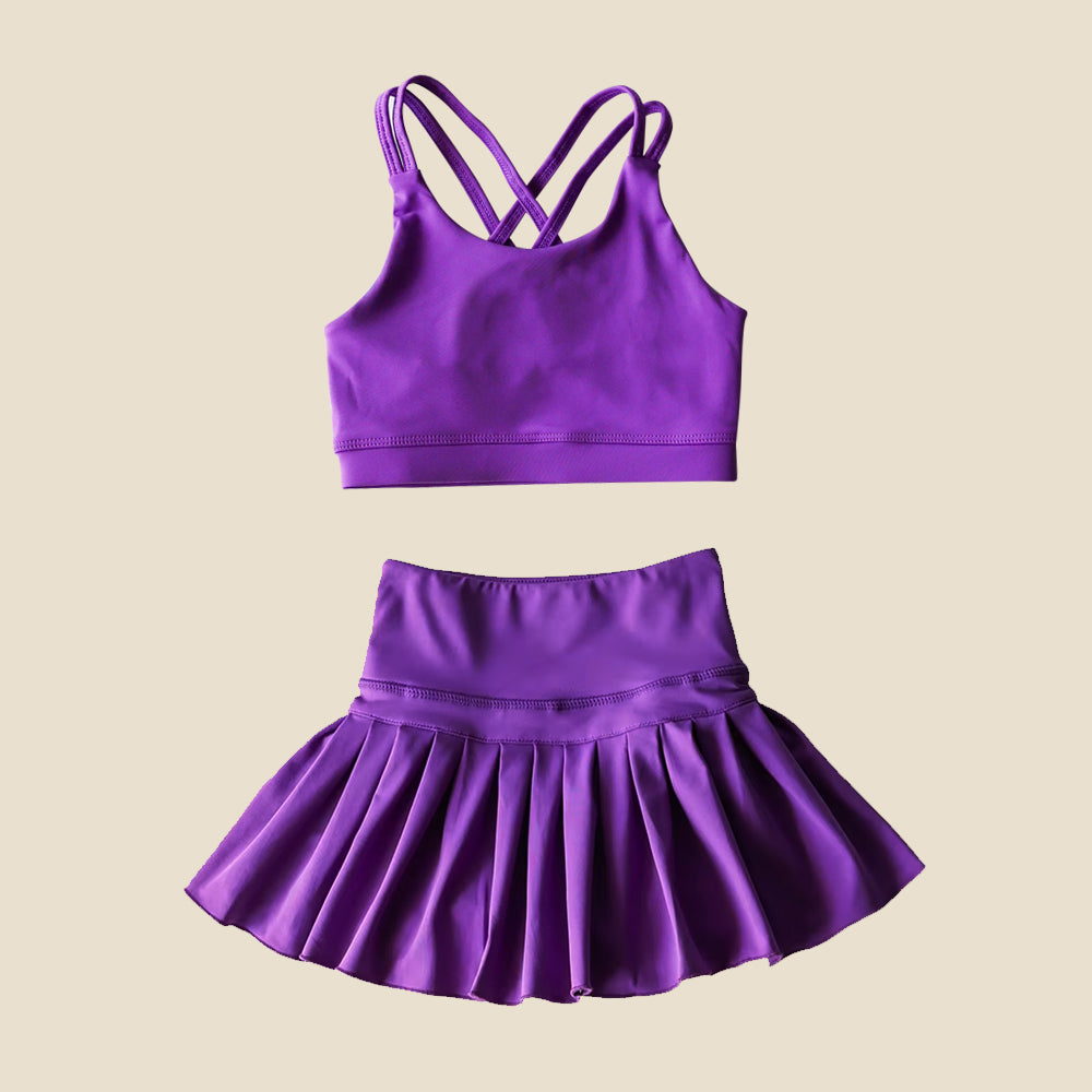 Baby Girls Purple Strap Vest Top Skort Yoga Set Preorder