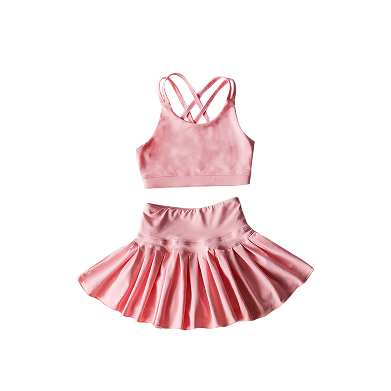 Baby Girls Pink Strap Vest Top Skort Yoga Set Preorder