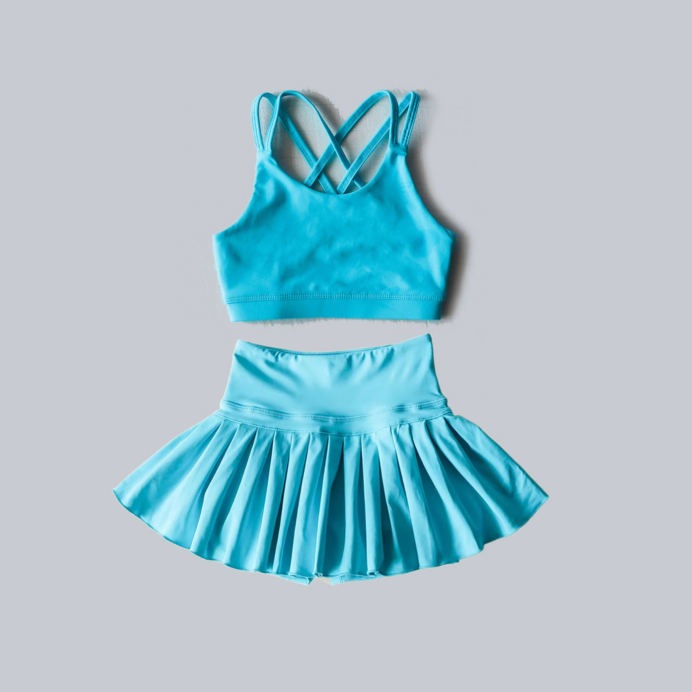 Baby Girls Blue Strap Vest Top Skort Yoga Set Preorder
