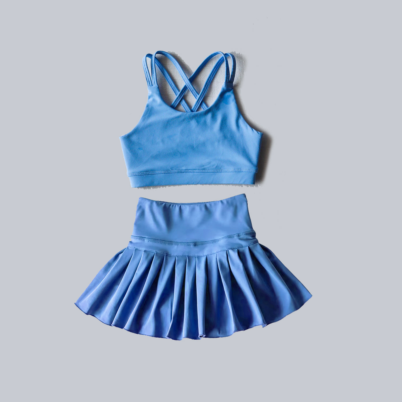 Baby Girls Hot Blue Strap Vest Top Skort Yoga Set Preorder