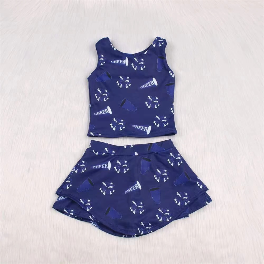 Baby Girls Navy Sleeveless Firework CHEER Top Skort Yoga Set Preorder