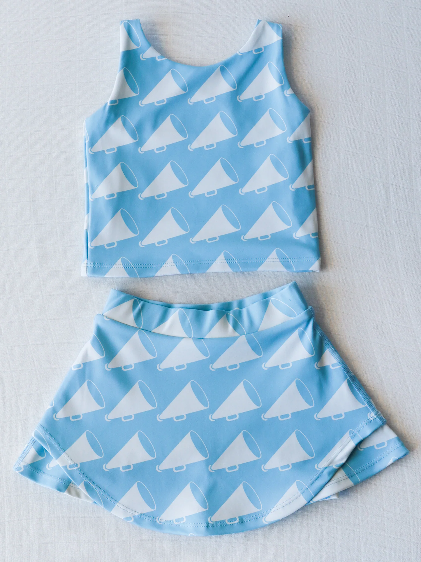 Baby Girls Blue Sleeveless CHEER Top Skort Yoga Set Preorder