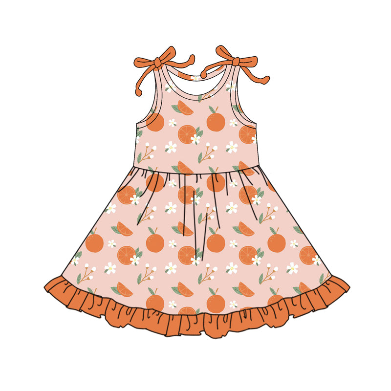 Baby Girls Strap Flowers Oranges Knee Length Dresses Preorder