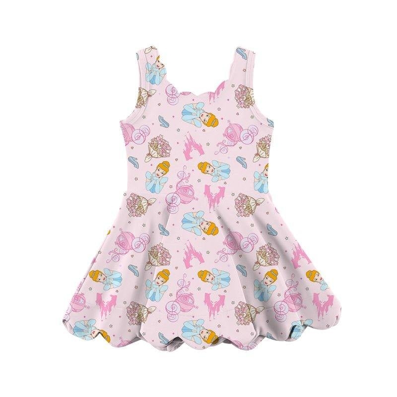Baby Girls Pink Sleeveless Princess Yoga Knee Length Dresses Preorder