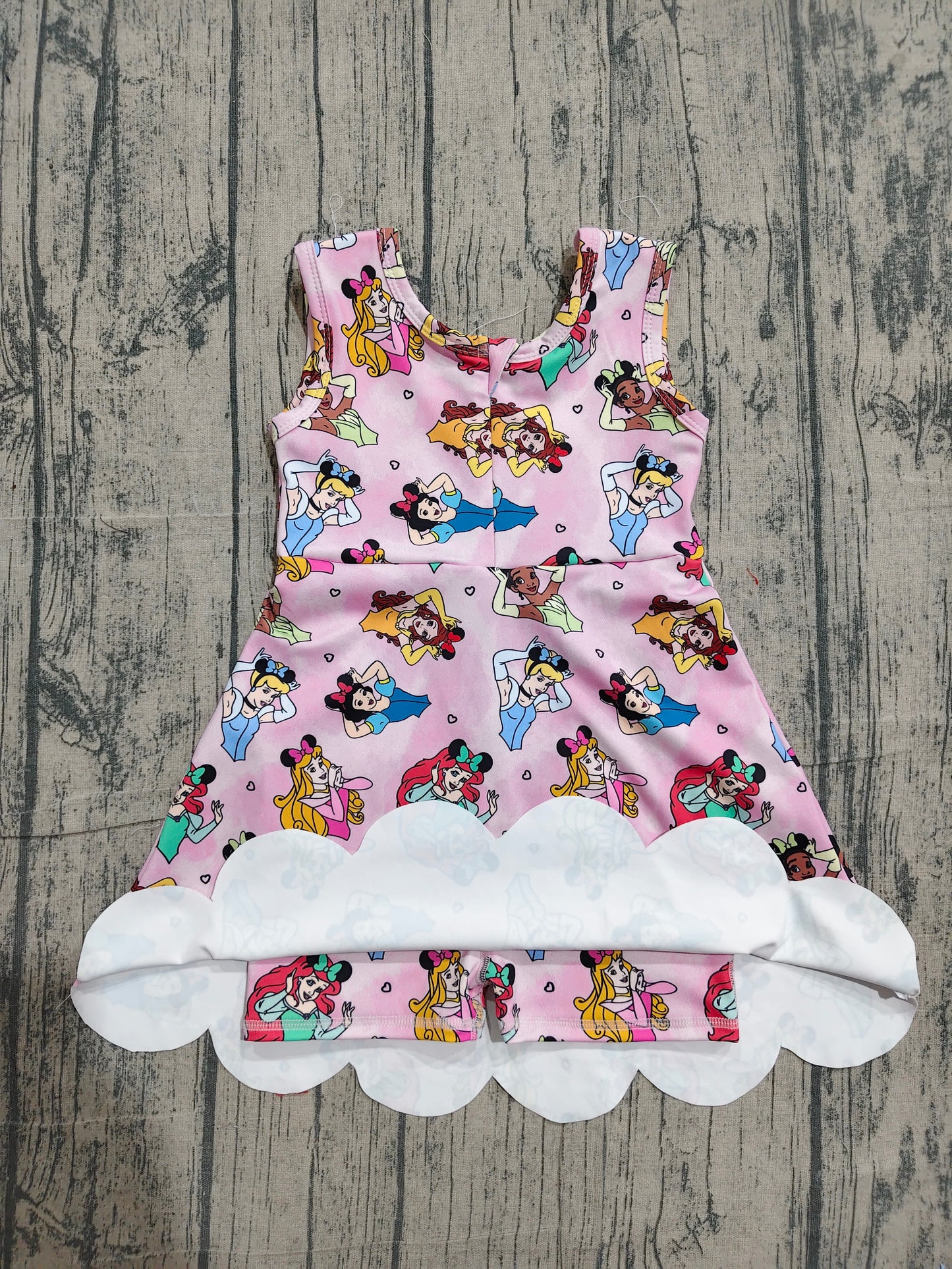 Baby Girls Sleeveless Cartoon Princess Yoga Knee Shorts Length Dresses