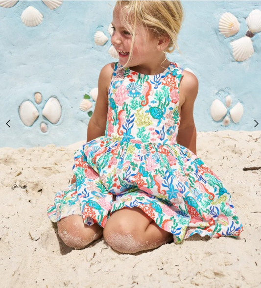 Baby Girls Sleeveless Sea World Knee Length Dress Preorder