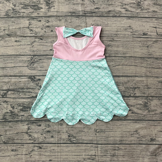 Baby Girls Lavender Sleeveless Blue Mermaid Knee Length Dress Preorder