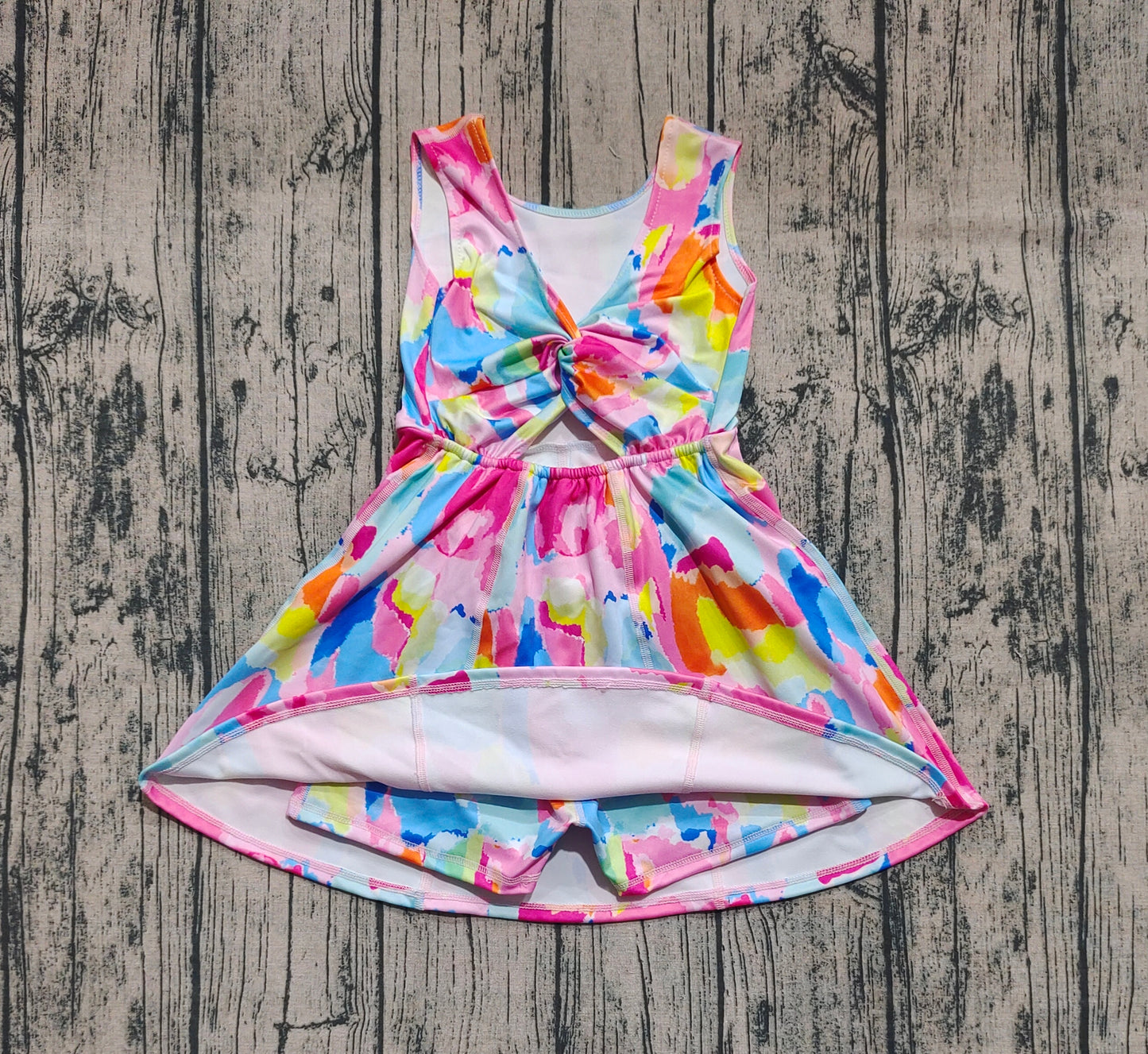 Baby Girls Sleeveless Watercolor Yoga Short Knee Length Dresses