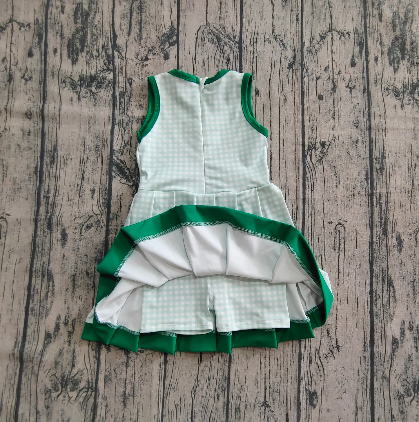 Baby Girls Green Plaid Sleeveless Ruffle Short Yoga Knee Length Dresses