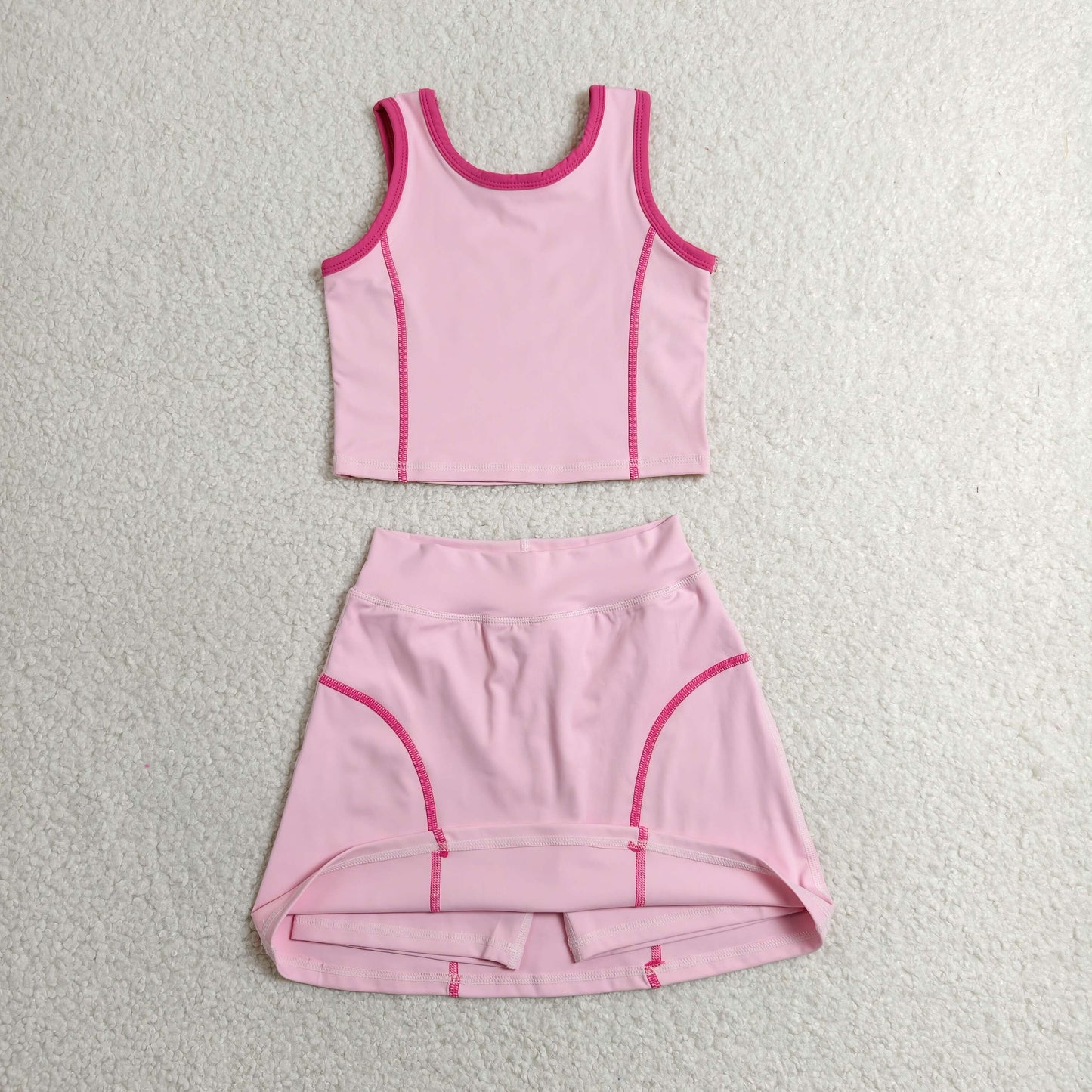 Sibling Baby Girls Sleeveless Vest Top Skirt Short Yoga Active Sport Clothes Sets