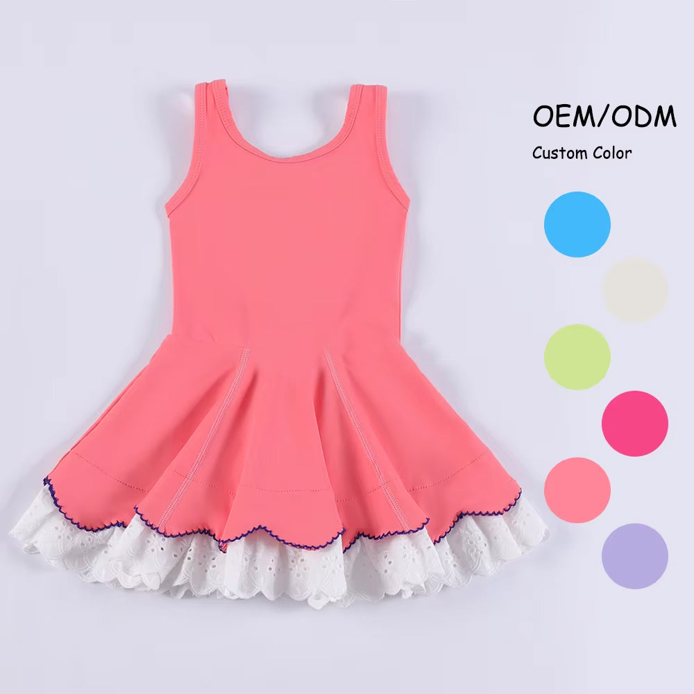 Baby Girls Watermelon Sleeveless Lace Ruffle Knee Length Dresses Preorder