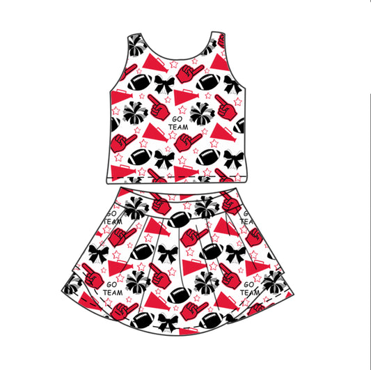 Baby Girls Team Footballs KC Vest Top Short Skirts Yoga Set Preorder