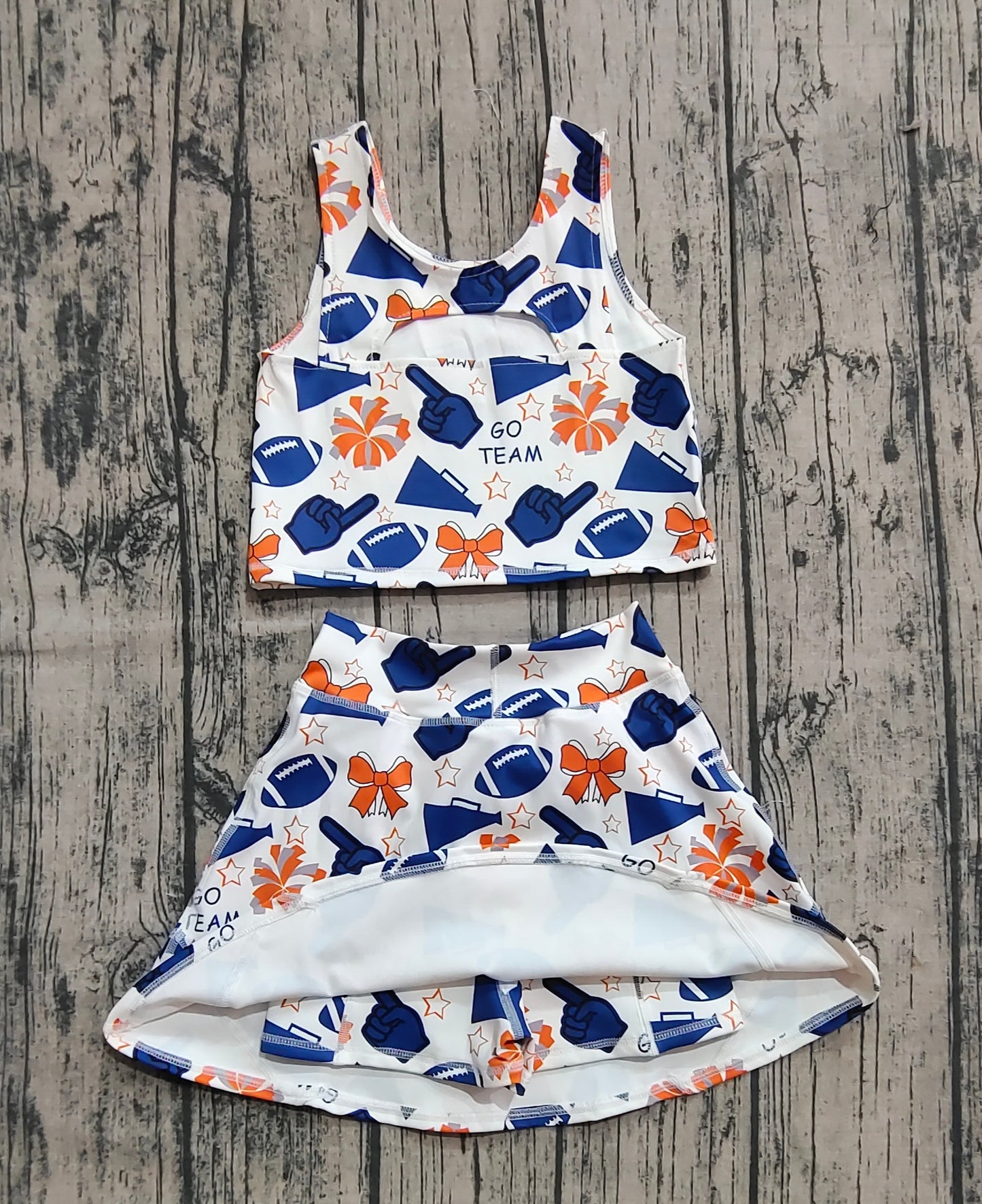 Baby Girls Team Navy Footballs Vest Top Short Skirts Yoga Sets