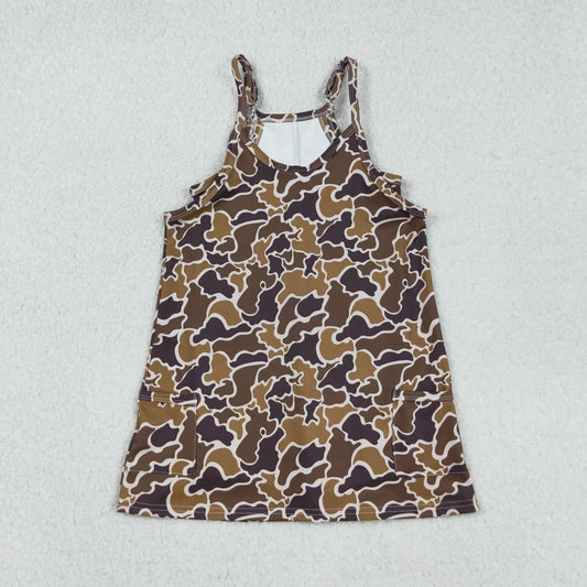 Mama And Me Strap Camo Pockets Yoga Shorts Dresses