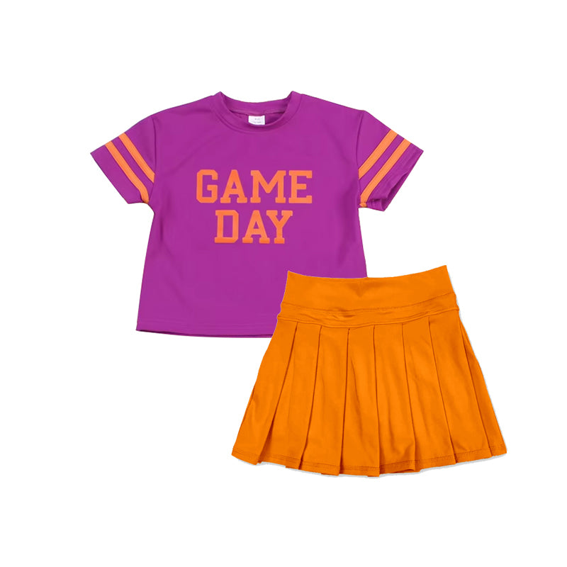 Baby Girls Hot Pink Game Day Top Orange Skorts Team Yoga Set Preorder