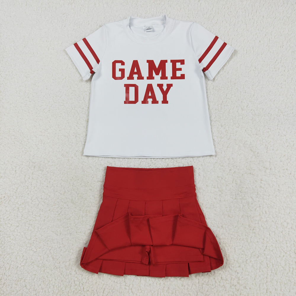 Baby Girls Vinyl Red Game Day Top Pleated Skorts Yoga Active Team Set