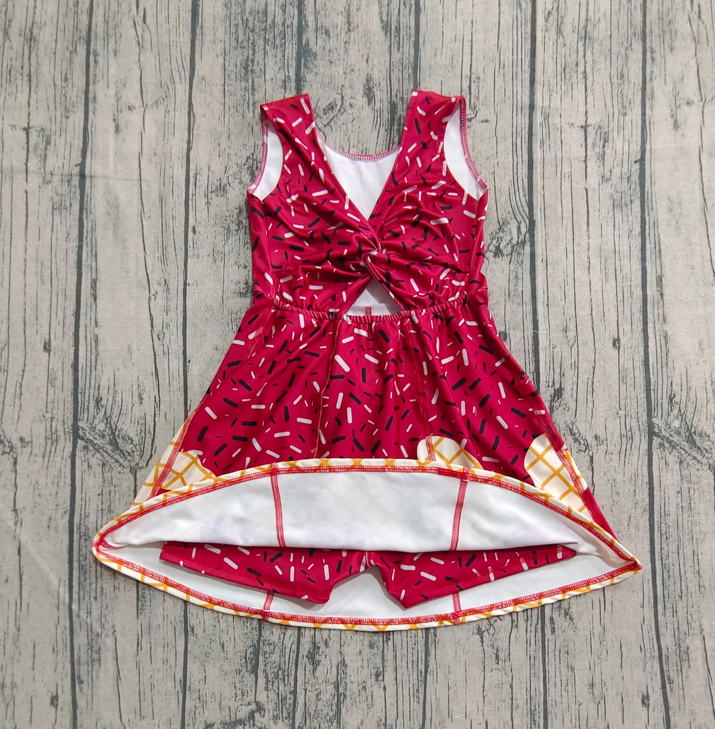 Baby Girls Dark Red Drip Sprinkles Shorts Team Yoga Active Knee Length Dresses