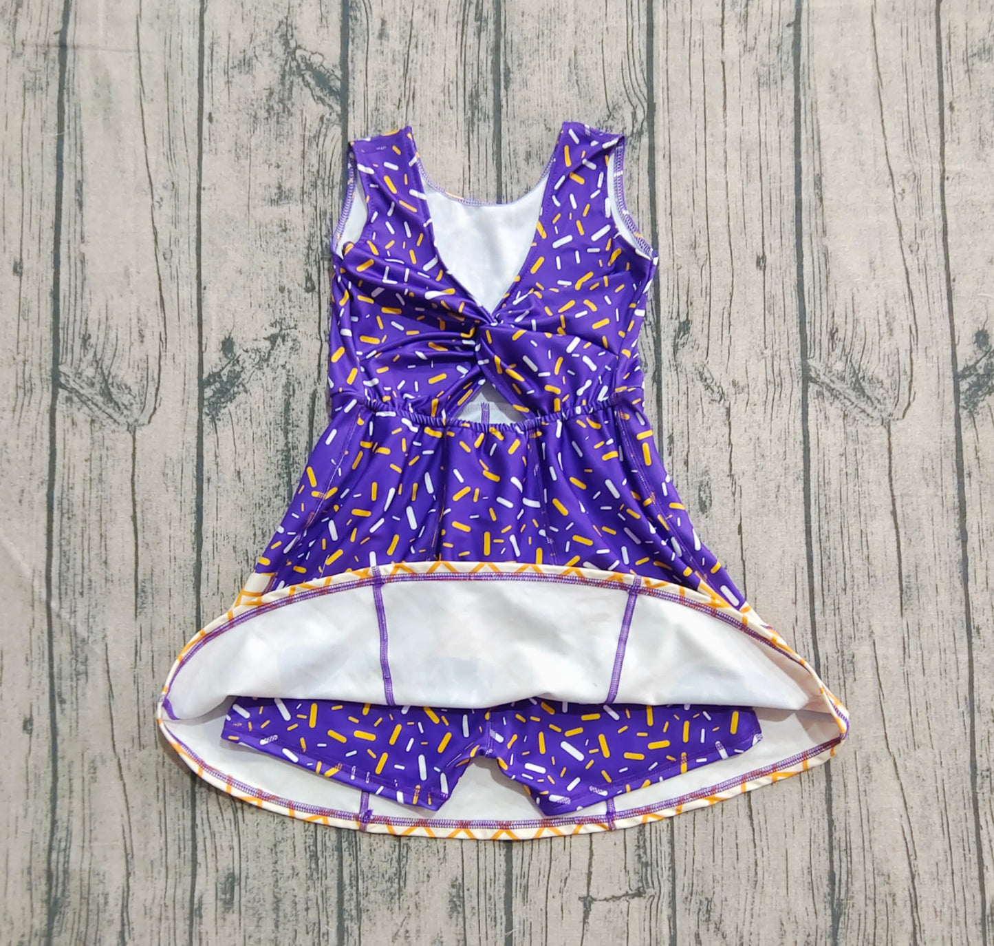 Baby Girls Purple Drip Sleeveless Shorts Team Yoga Active Knee Length Dresses