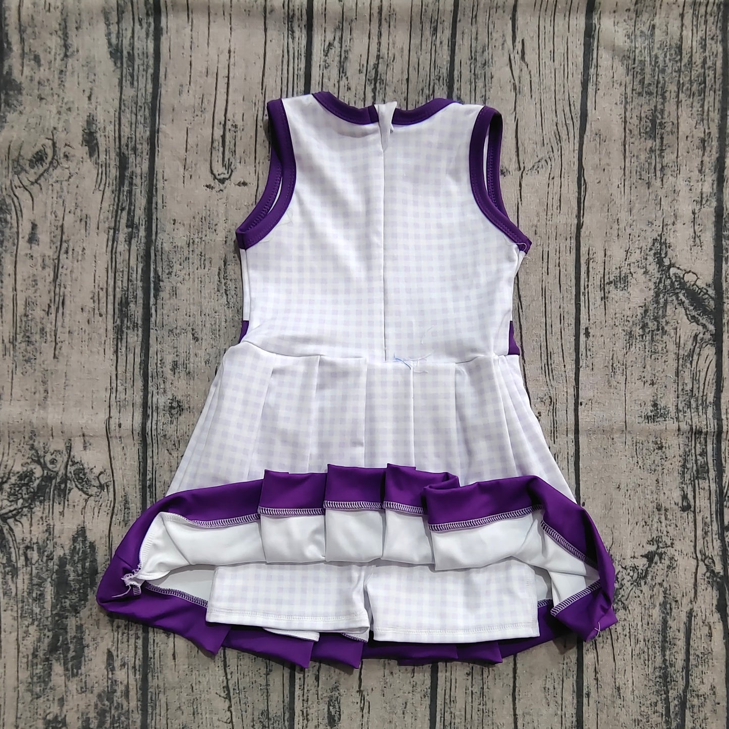 Baby Girls Purple Plaid Zipper Shorts Yoga Activite Knee Length Dresses