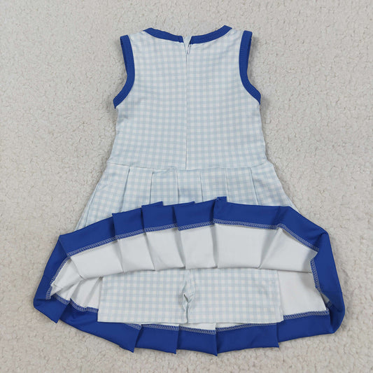 Baby Girls Blue Plaid Zipper Shorts Yoga Active Knee Length Dresses