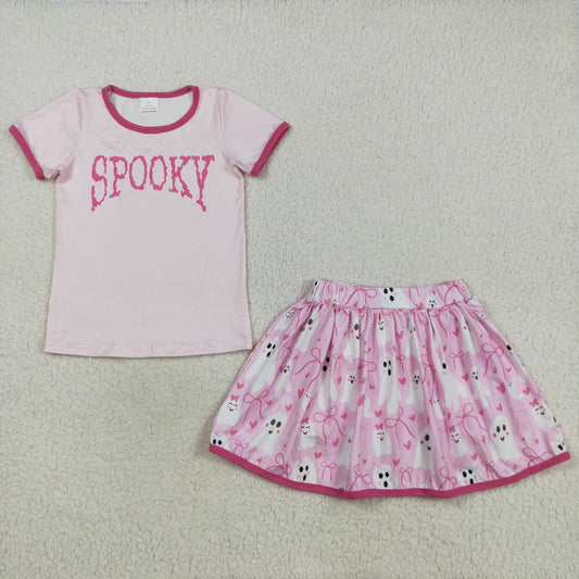 Sibling Baby Girls Hey Boo Spooky Top Bats Ghosts Skorts Halloween Clothes Set