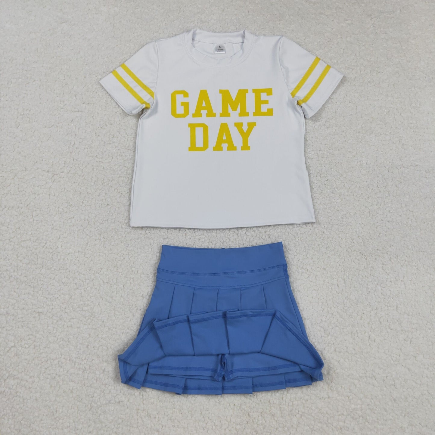 Sibling Baby Girls Game Day Tee Shirts Tops Pleated Skirts Short Yoga Active Team Clothes Sets