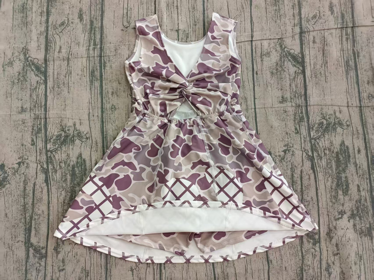 Baby Girls Southern Grey Camo Drip Team Shorts Yoga Knee Length Dresses
