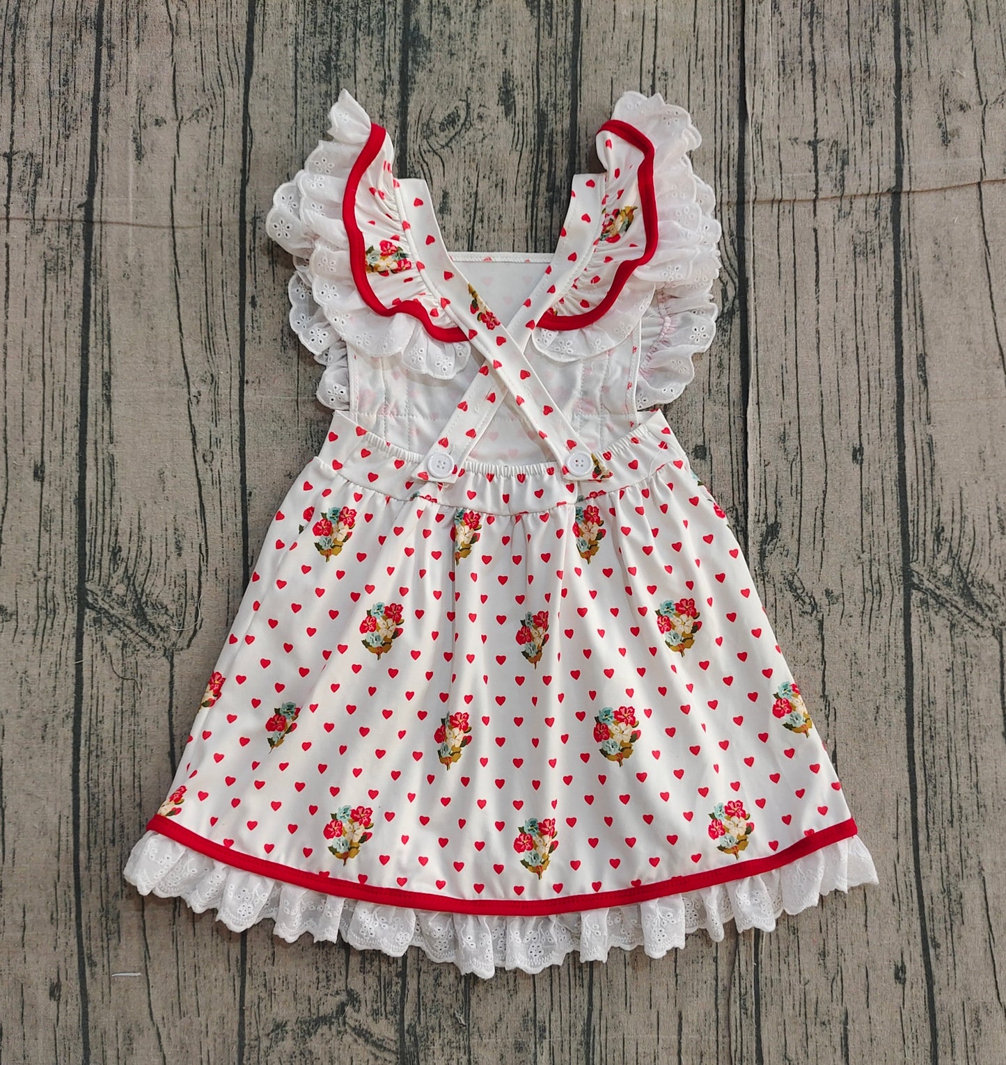 Baby Girls Hearts Dogs Flowers Valentines Pockets Knee length Dresses