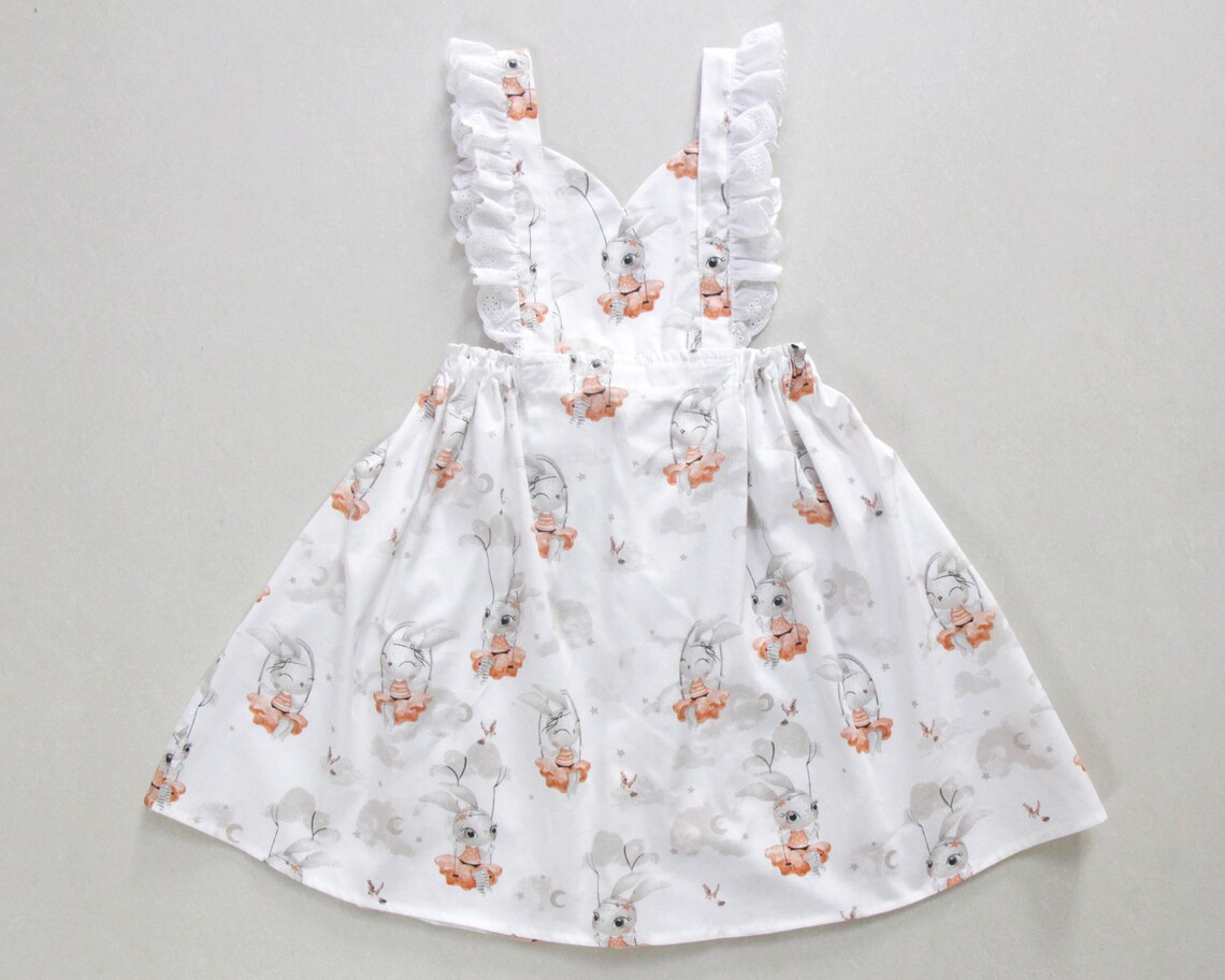 Baby Girls Flutter Sleeve Rabbits Plaid Easter Knee length Dresses Preorder