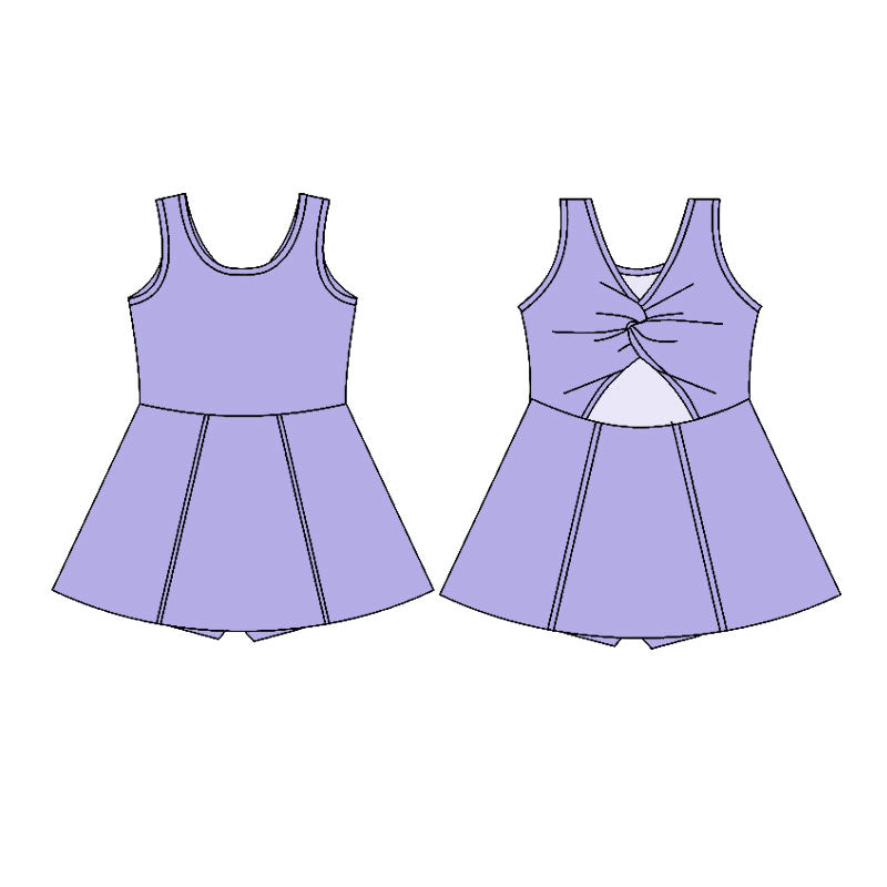 Baby Girls Lavender Sleeveless Yoga Active Shorts Knee Length Dresses Preorder