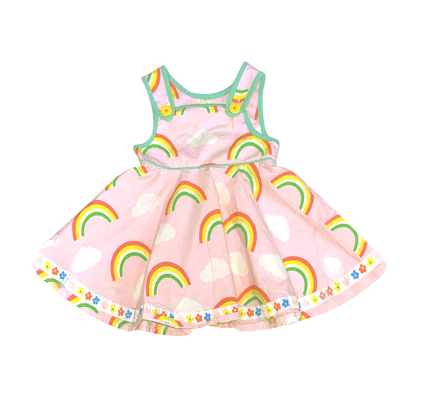 Baby Girls Sleeveless Rainbows Flowers Ruffle Knee Length Dresses Preorder