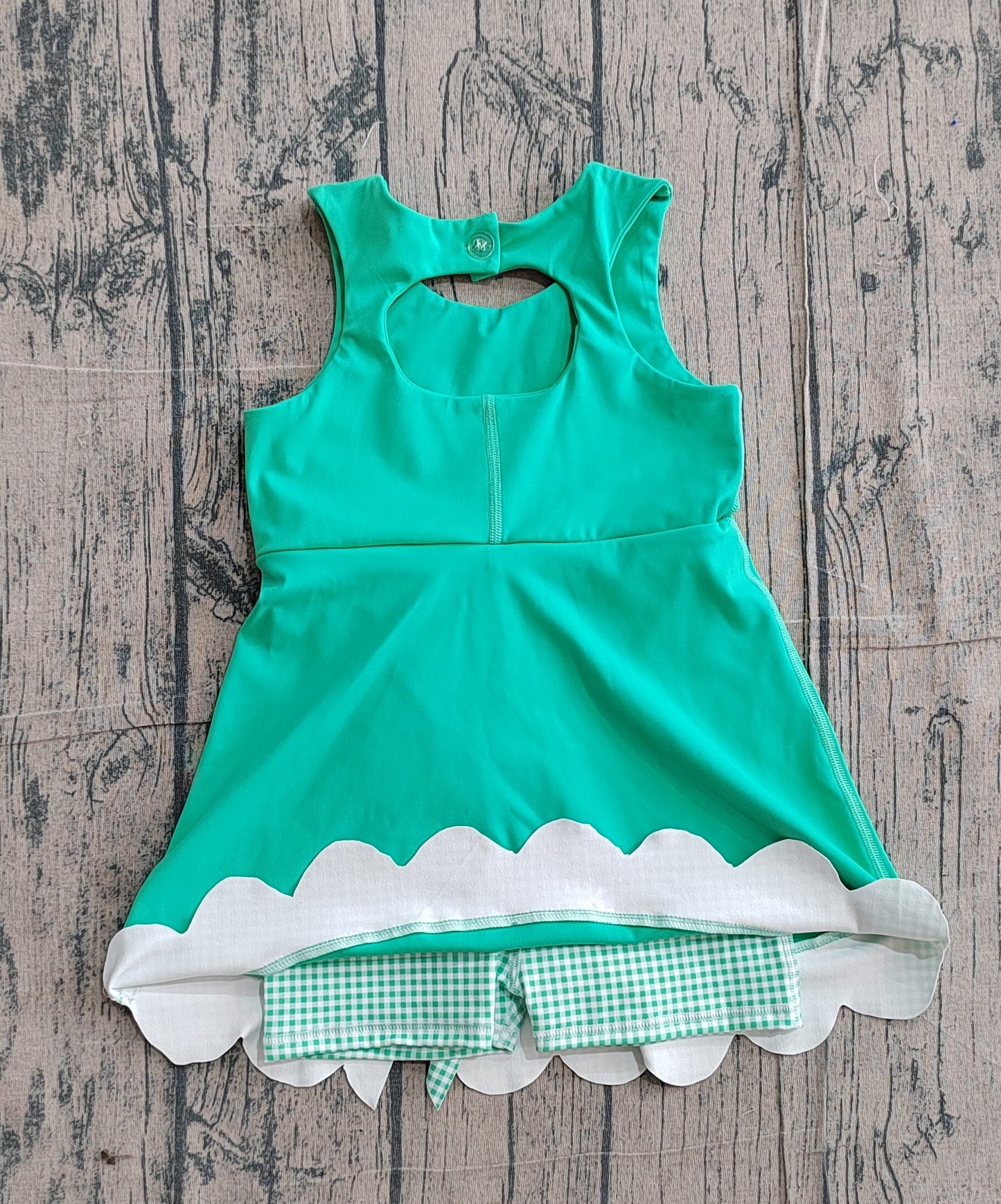Baby Girls Green Sleeveless Yoga Active Shorts Bows Scallop Knee Length Dresses