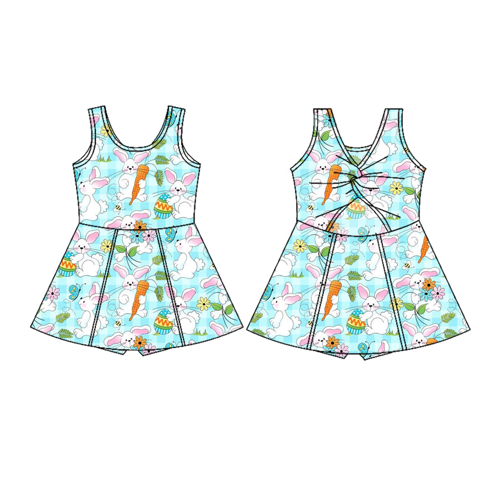 Baby Girls Sleeveless Rabbits Carrots Easter Yoga Shorts Knee Length Dresses Preorder
