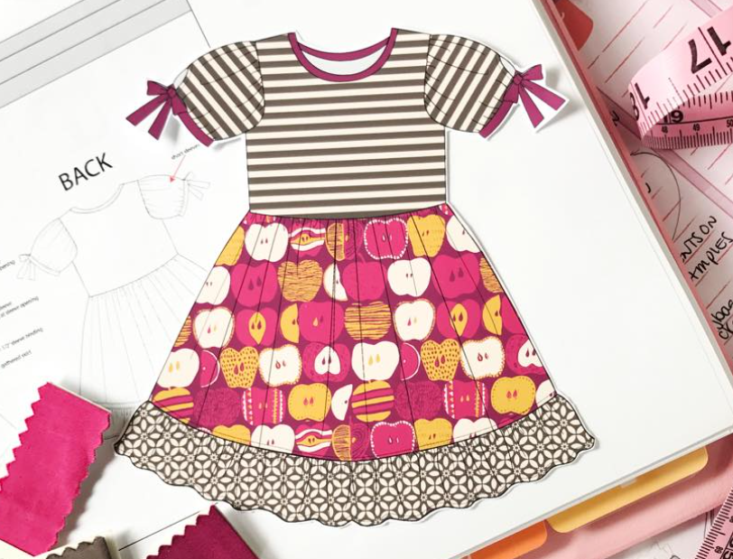 Baby Girls Apples Flowers Back to School Ruffle Stripe Knee Length Dresses Preorder