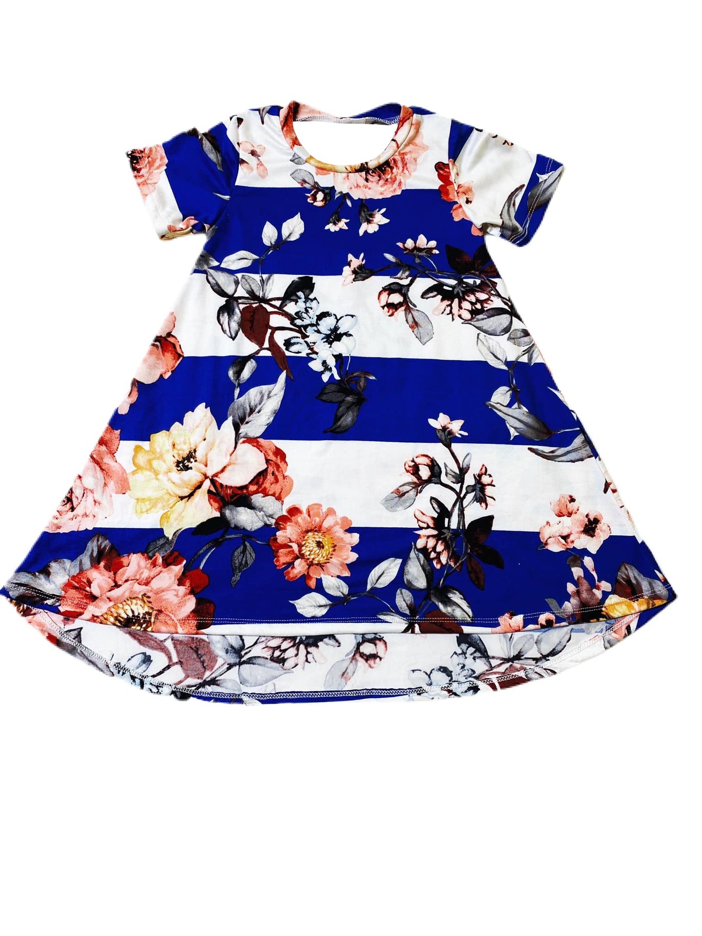 Baby Girls Stripe Flowers Knee Length Dresses Preorder
