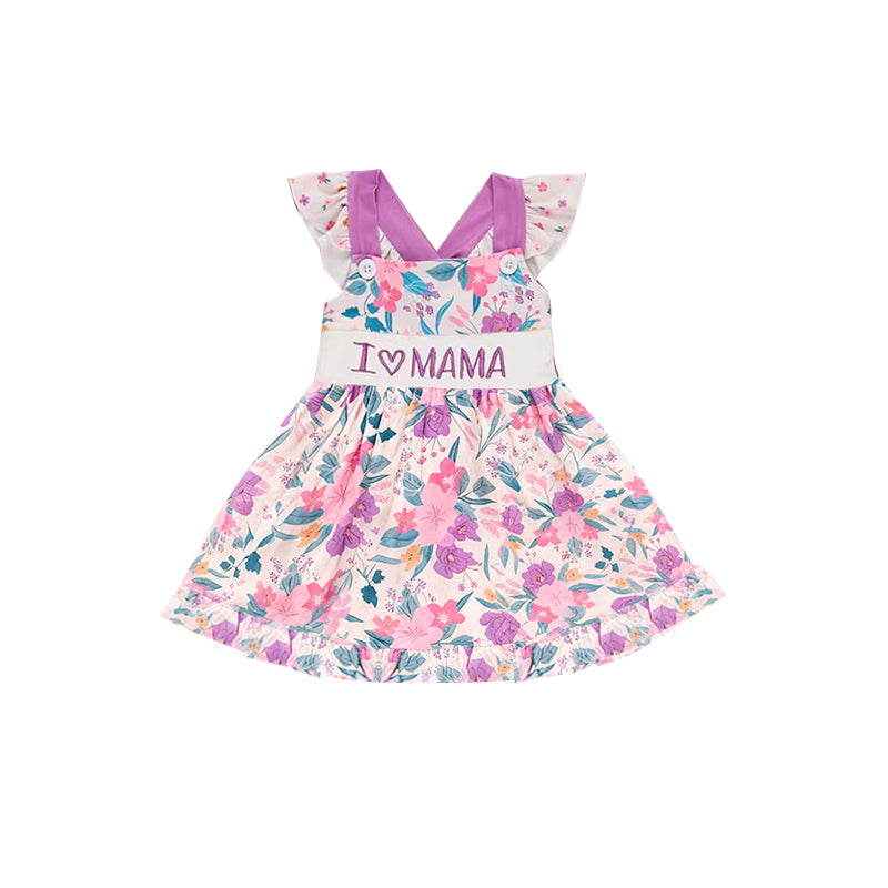 Baby Girls I Love Mama Flowers Knee Length Dresses Preorder