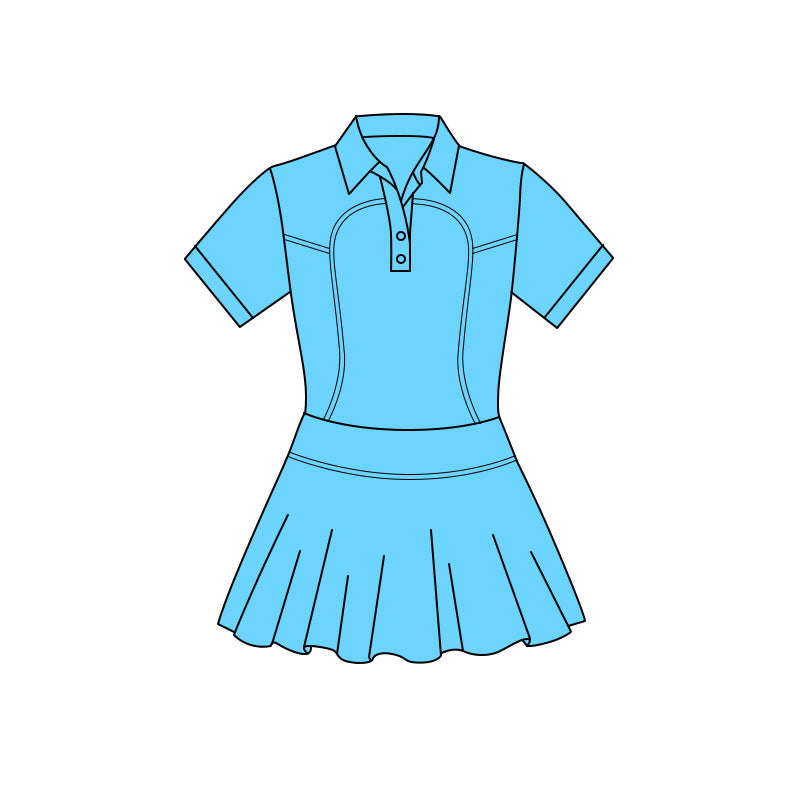 Baby Girls Aqua Short Sleeve Button Pleated Yoga Knee Length Dresses Preorder