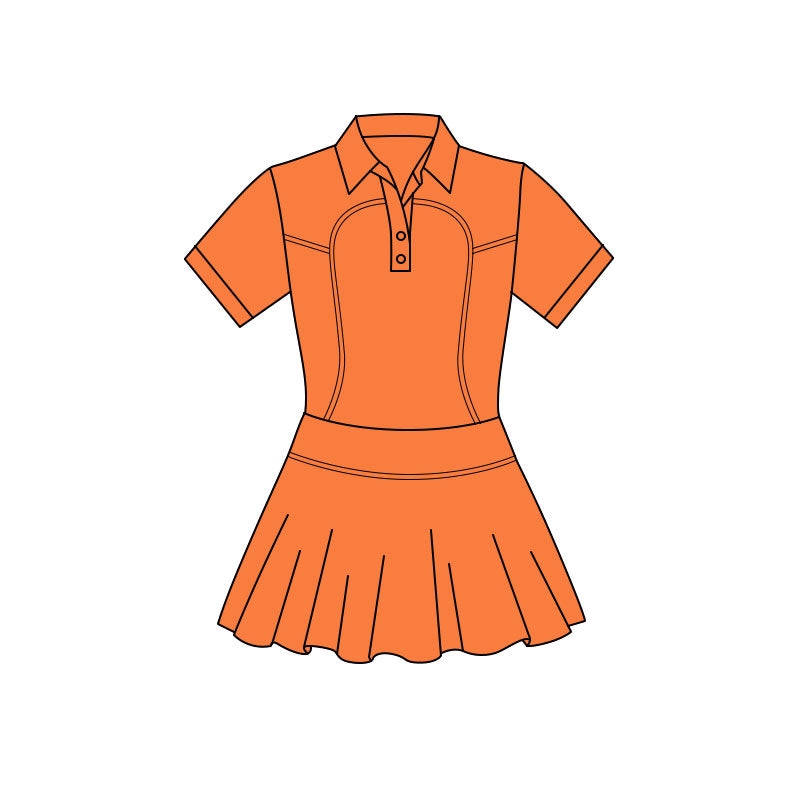 Baby Girls Orange Short Sleeve Button Pleated Yoga Knee Length Dresses Preorder