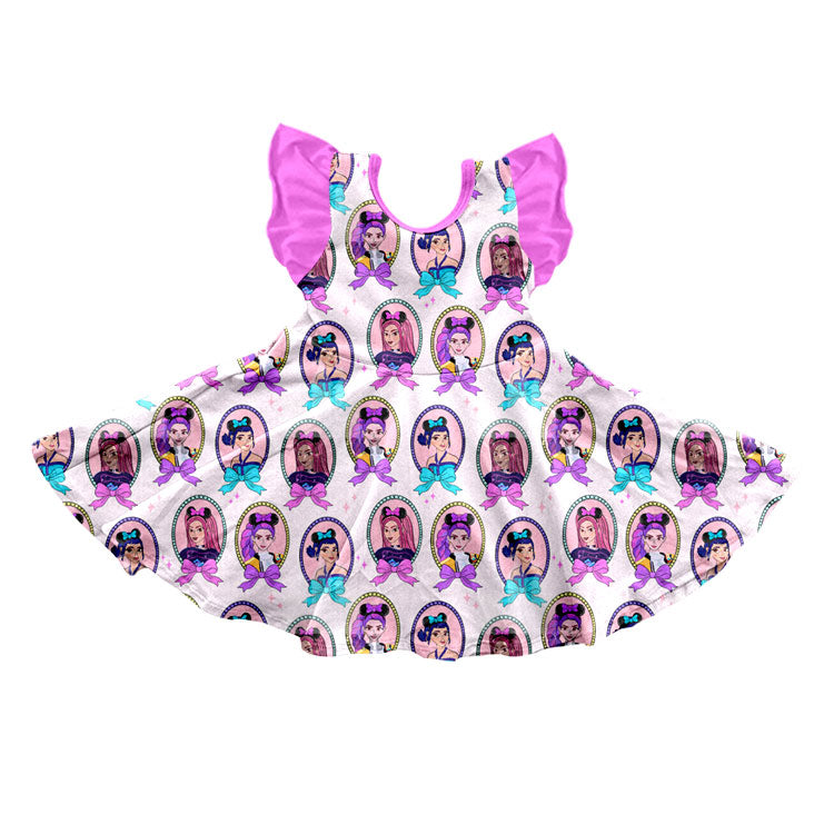 Baby Girls Flutter Sleeve Bows Demon Hunter Knee Length Dresses Preorder