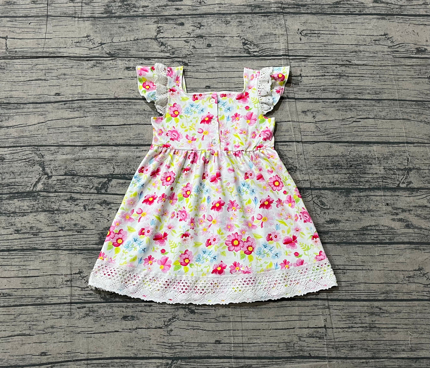 Smocked Floral Cross Baby Girls Easter Ruffle Knee Length Dresses Preorder