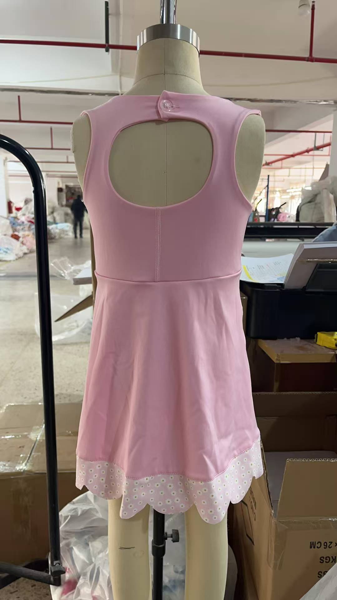 Baby Girls Pink Sleeveless Bows Yoga Ruffle Shorts Knee Length Dresses Preorder